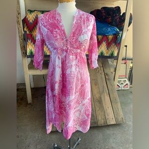 One season Australia pink and white print XS cotton dress